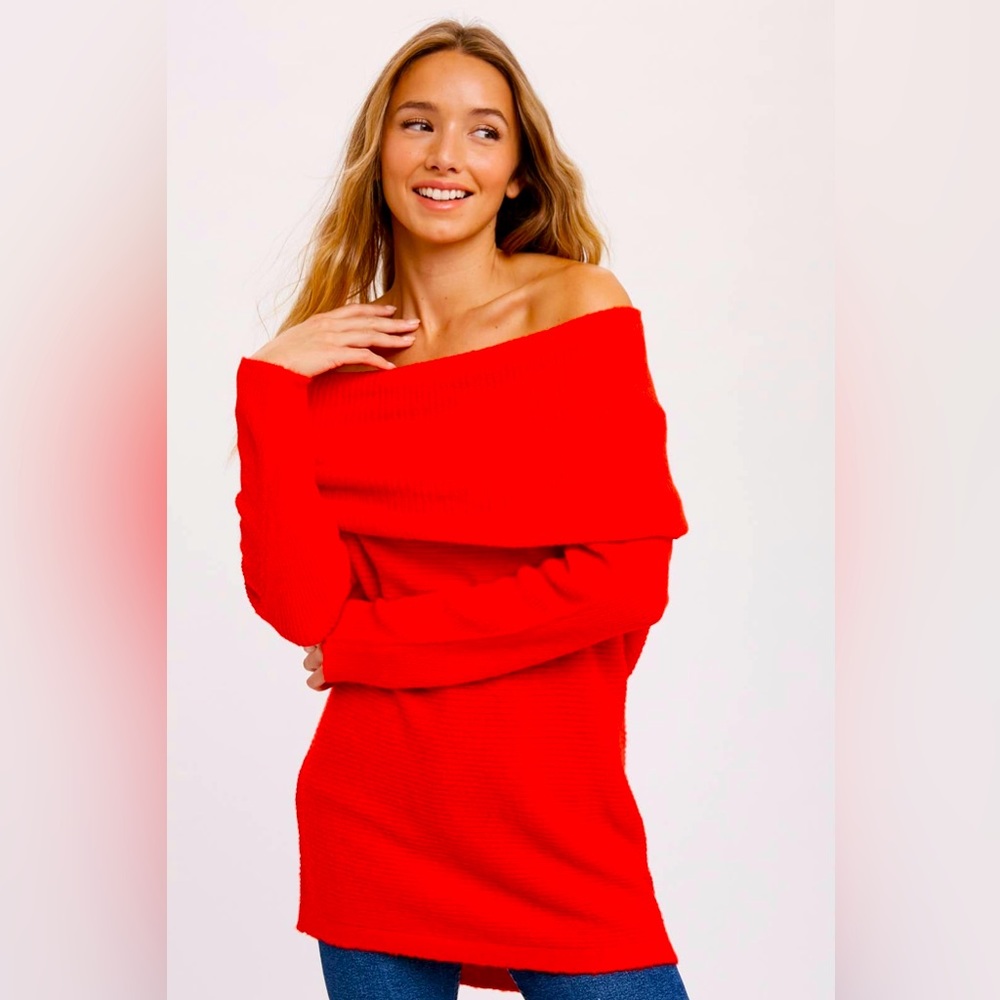New-Off The Shoulder Tunic Sweater